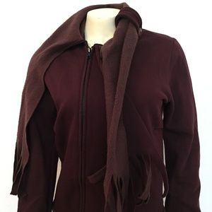 Grey Ant Burgundy Scarf Sweatshirt Coat Size M